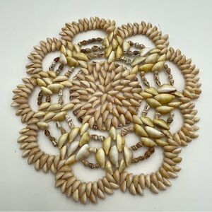 Seashell Sea Shells Trivets 10” Large Doily Cowrie Puka Vintage